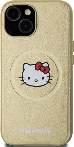 Mbështjellës MagSafe Hello Kitty Leather Kitty Head për iPhone 15 6.1\", e artë