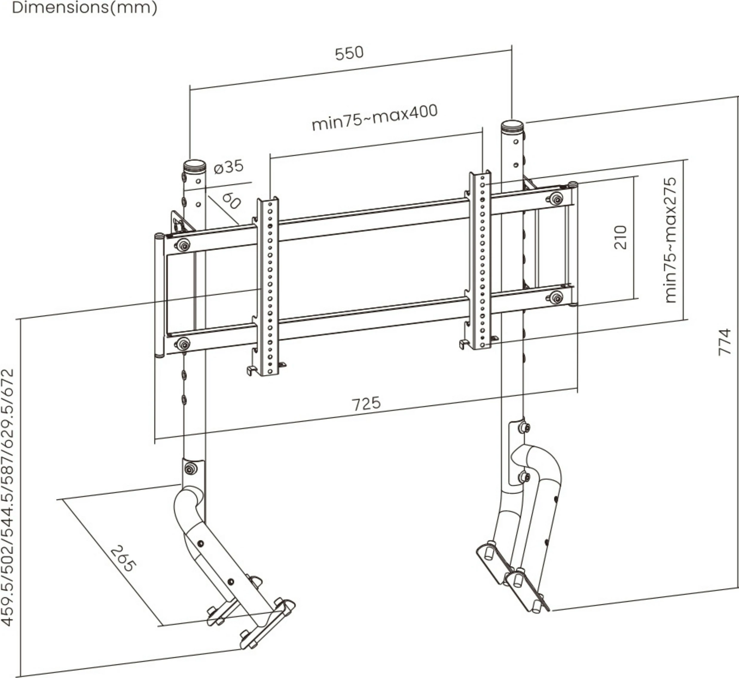 Mbajtës monitori Oplite R8 Single, montim në tavolinë, deri 57", 30 kg, i zi