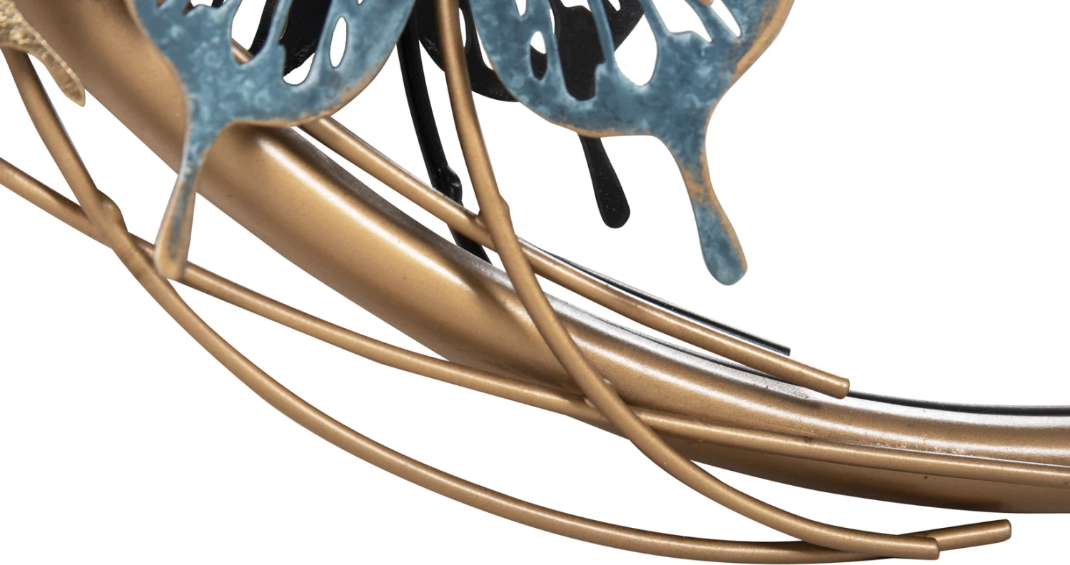 Pasqyrë muri rrumbullakët FH4213, metalike, ari-e gjelbër-e kaltër, 62x6.5x56H cm