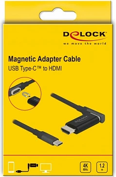 Kabllo adapter DeLOCK USB-C në HDMI, 1.2 m, 4K 60 Hz, magnetike, e zezë