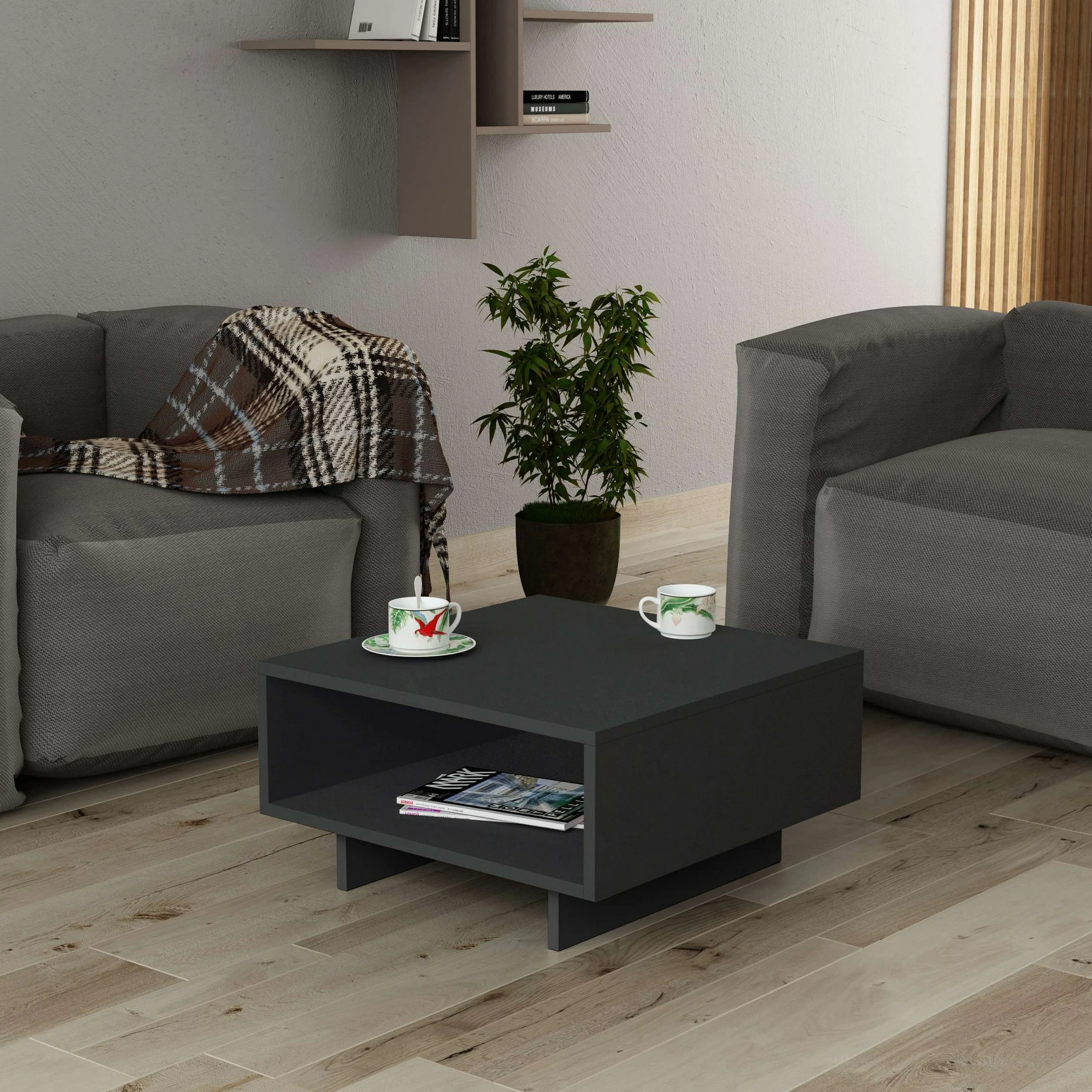 Tavolinë kafeje Skye Decor, Hola, antracit