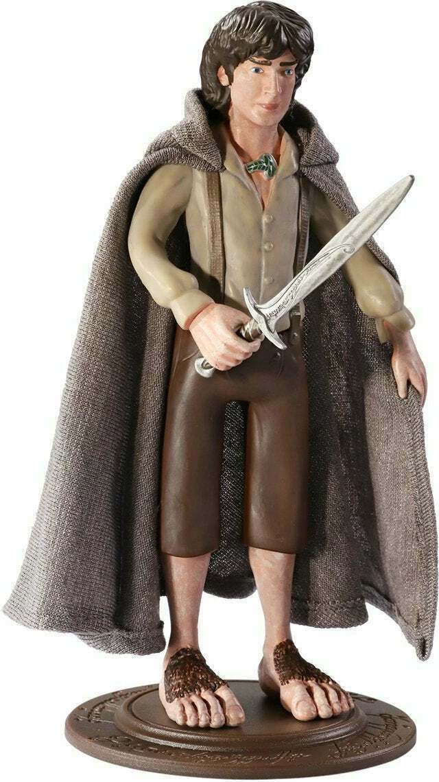 Figurë koleksionuese Noble Collection Bendyfigs Lord of the Rings Frodo Baggins 18 cm, fleksibile, me bazë