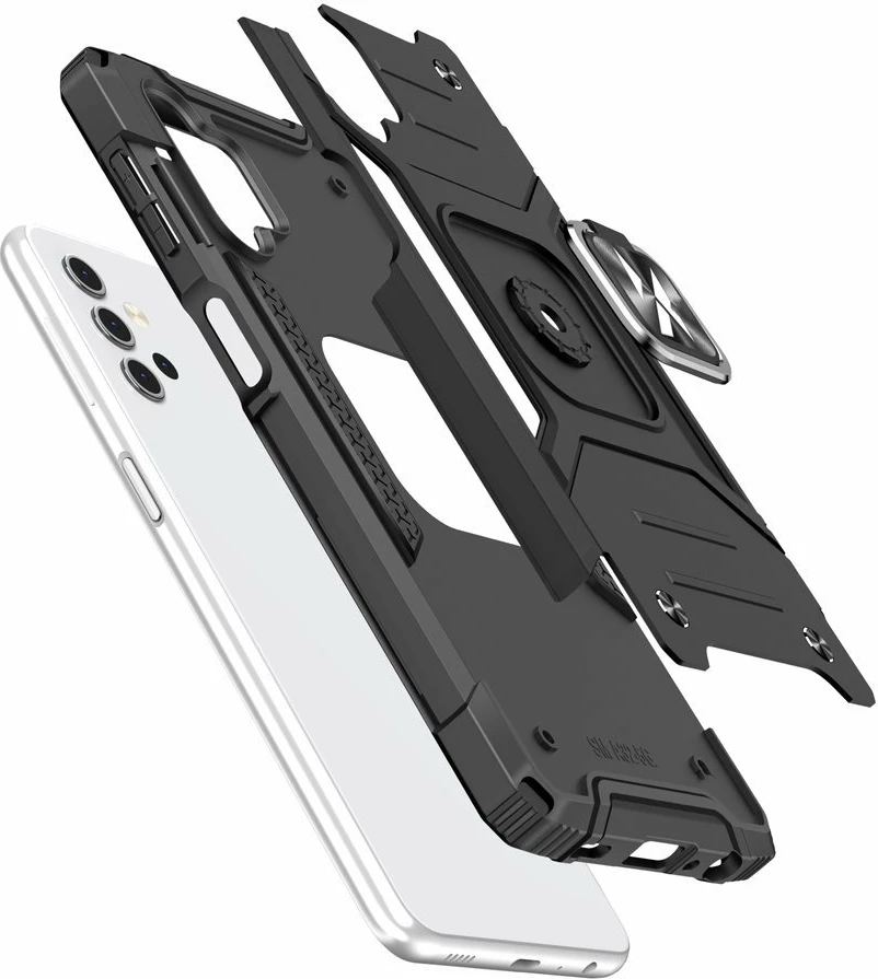 Mbështjellës Wozinsky Ring Armor me qëndrim dhe mbajtës gishti për Samsung Galaxy A32 4G, zi