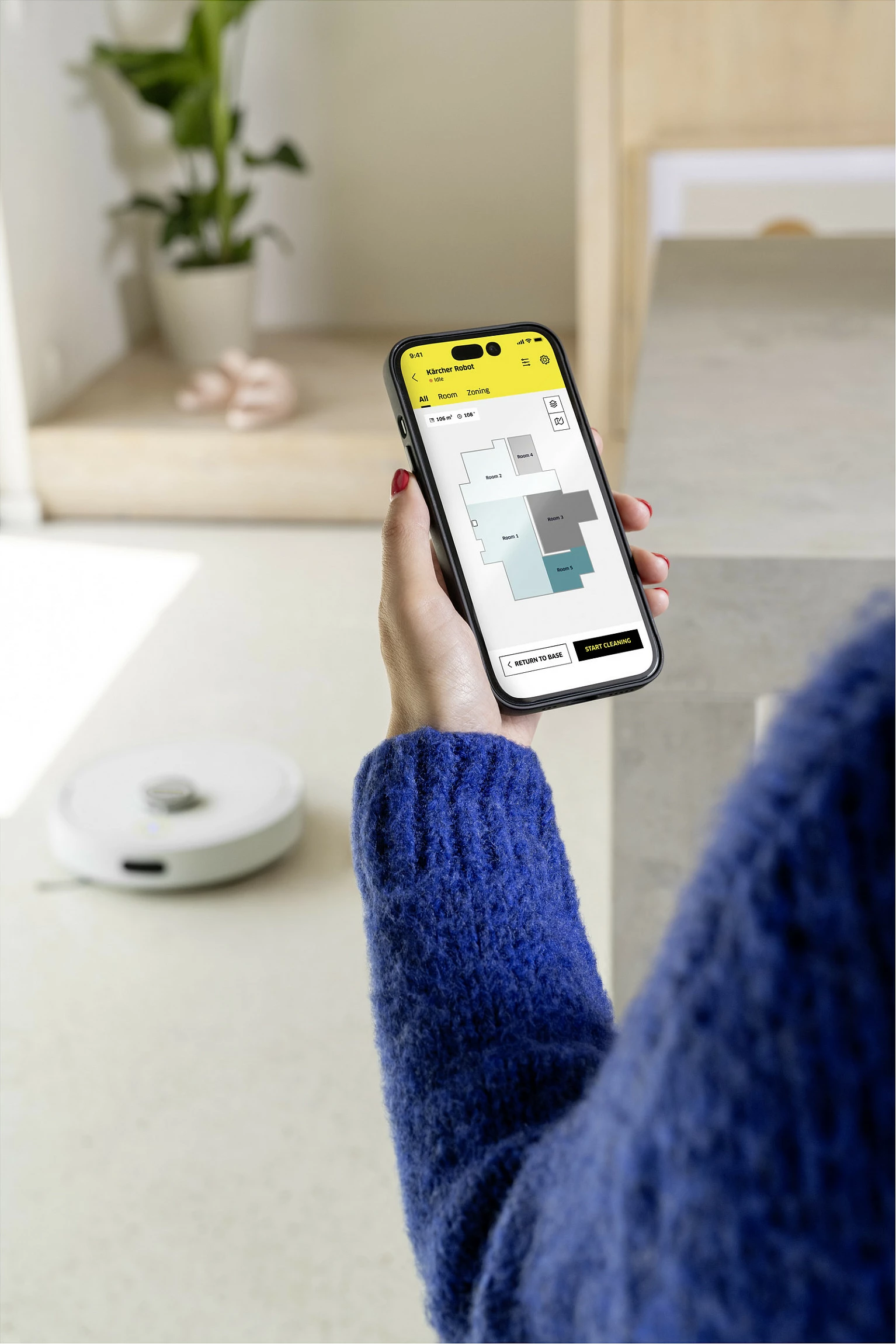 Fshesë robotike Kärcher RVC 3 Comfort, LiDAR, Wi‑Fi, mopim i lagësht, 2600 mAh, e bardhë