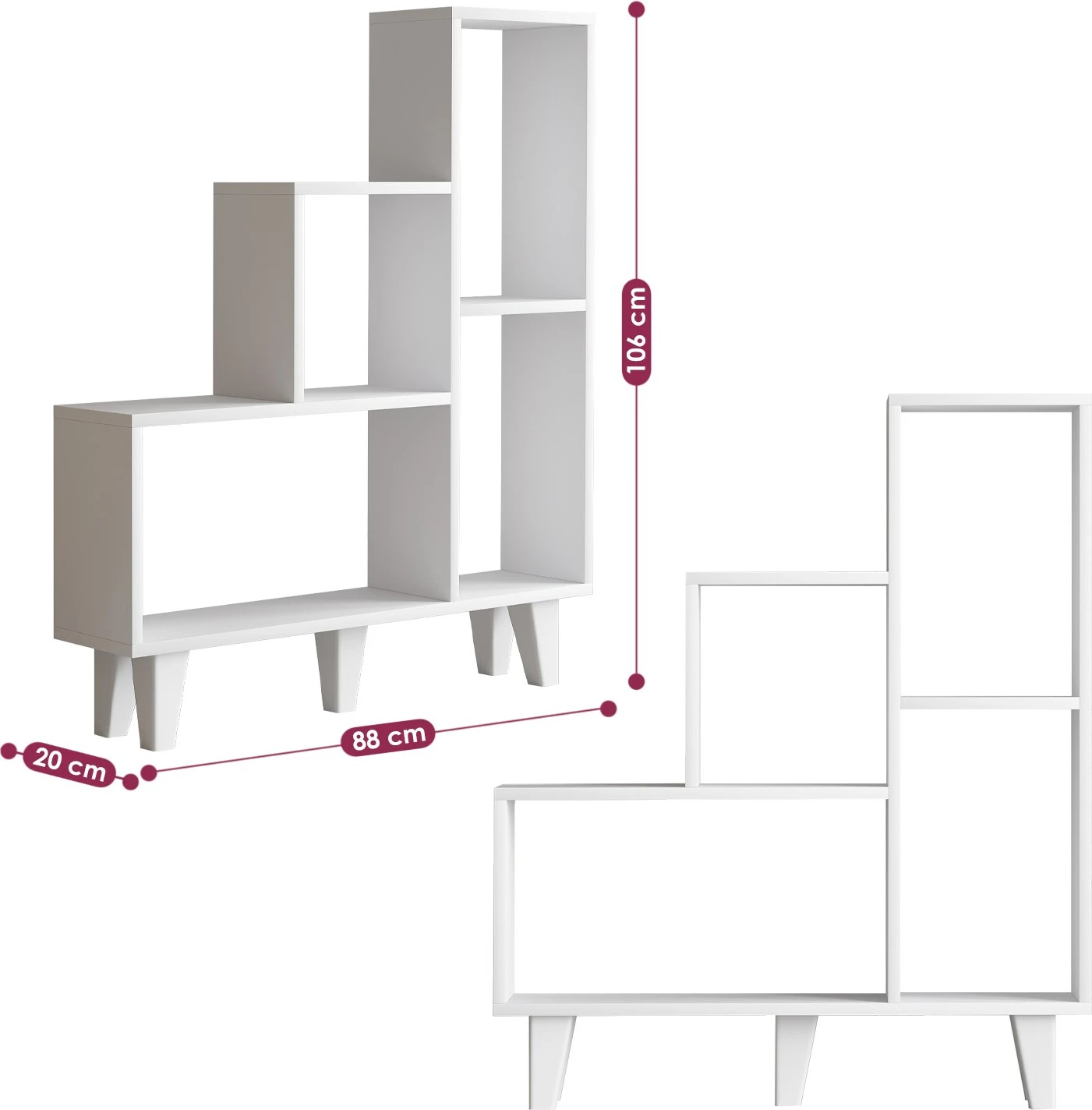 Raft librash Hanah Home, Nisa, ngjyrë e bardhë