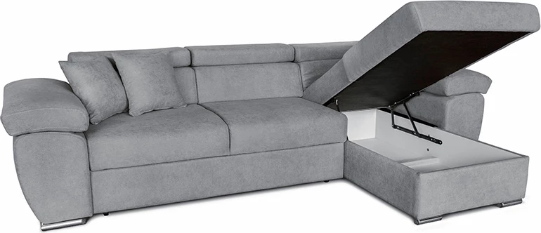 Divan qoshe me shtrat, i kthyeshëm, ngjyrë gri, Comy, 286x160x75-90cm