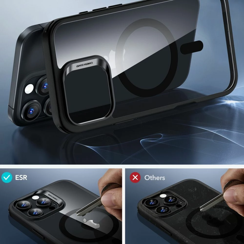 Mbështjellës ESR Classic Hybrid HaloLock MagSafe për iPhone 16 Pro, Transparent me kornizë të zezë + xham i temperuar