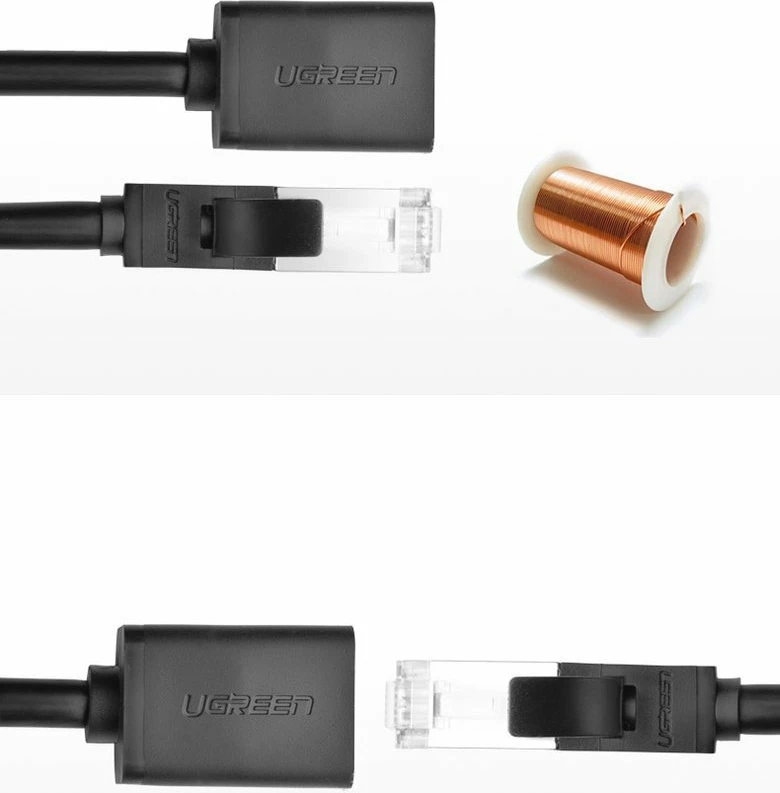 Kabllo rrjeti Ugreen NW112 11282, RJ45 (femër) - RJ45 (mashkull), Cat. 6, 3m, e zezë