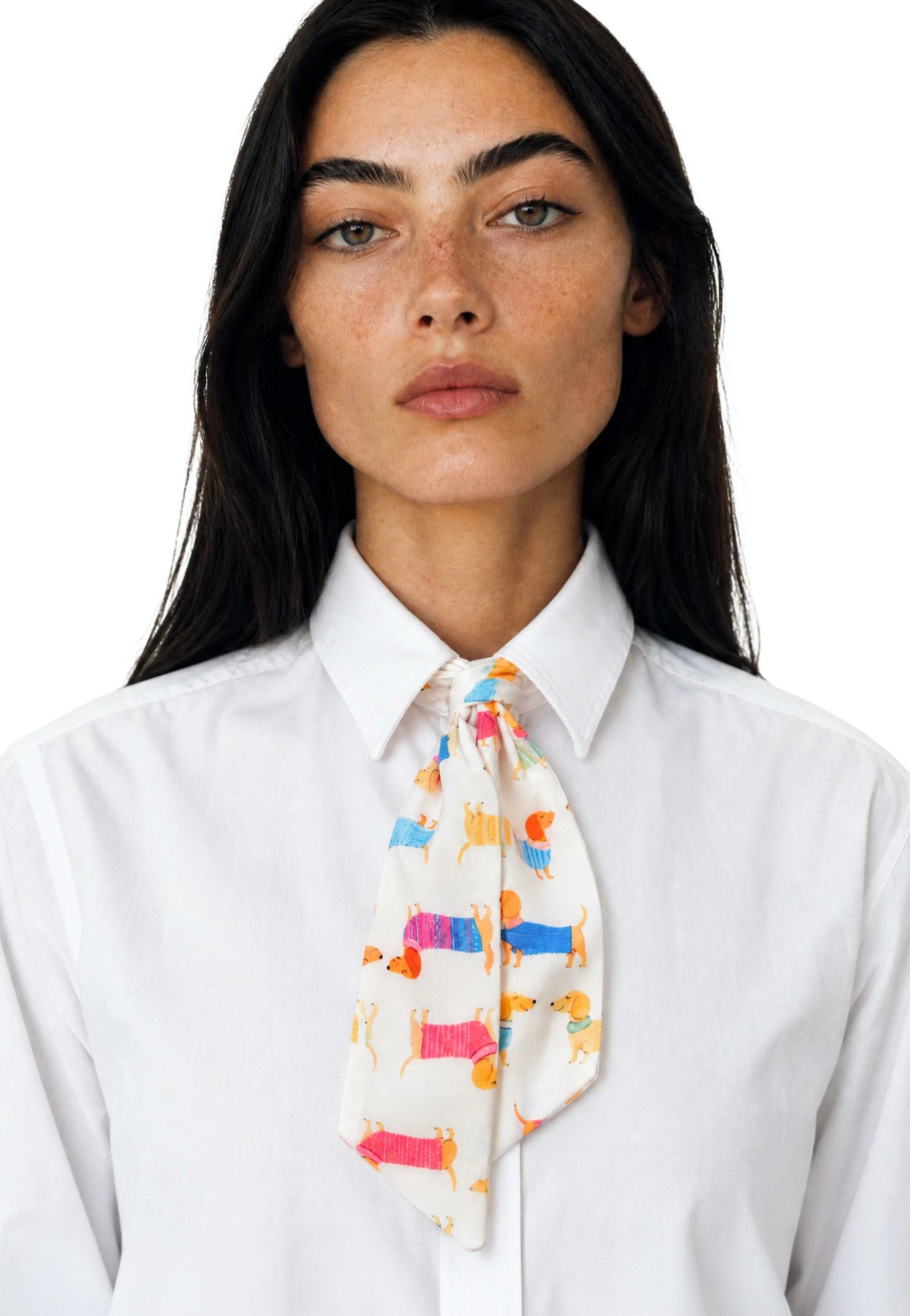 Fular për femra I am FOULARD, bezhë-bardhë