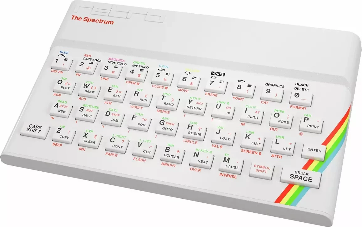 Konsolë retro Plaion The Spectrum White Edition Limited Edition, 48 lojëra të instaluara, USB-C, set me joystick + USB stick + revistë, e bardhë