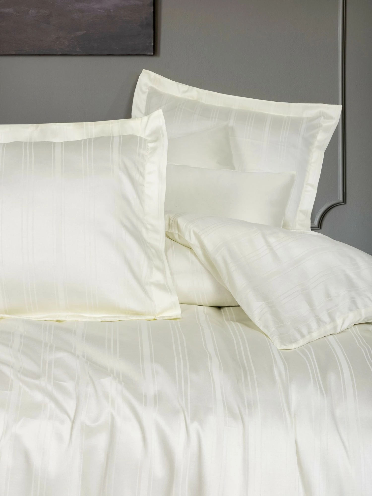 Set mbulesë për jorgan dopio, bambu, ngjyrë ecru, L'essentiel, Bamboo Stripe