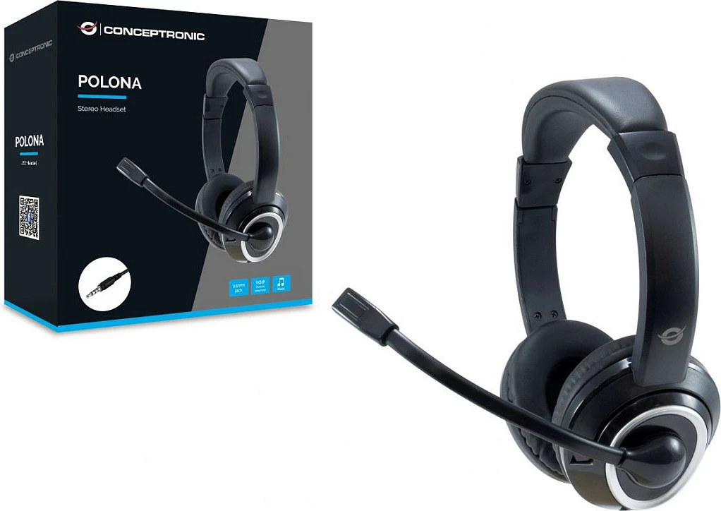 Kufje Conceptronic Headset Klinke Mikro, kabllo 2m, e zezë