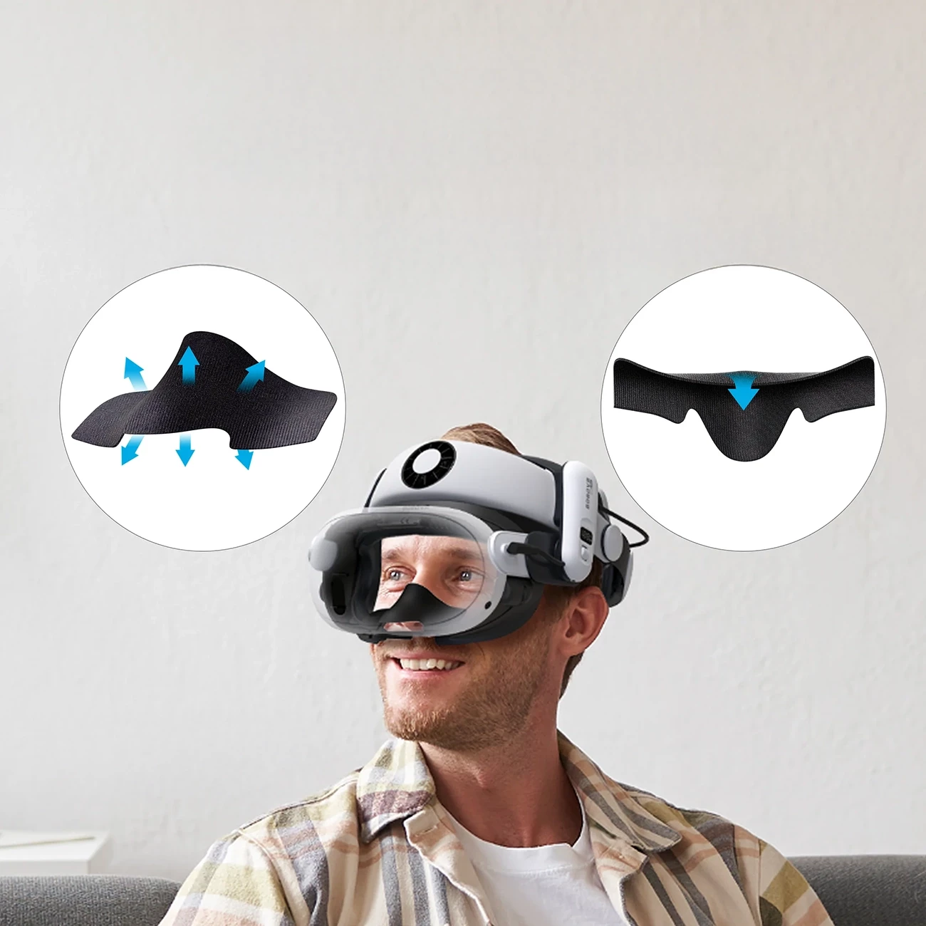 Ndërfaqe fytyre VR, BoboVR F3, për Meta Quest 3, rregullim distance, ventilim me tre kanale, e zezë
