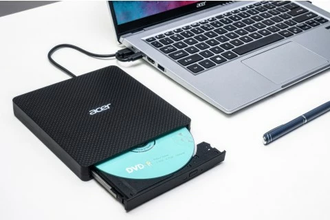 Shkrues DVD portabil Acer AXD001, USB 3.2, për laptop, i zi