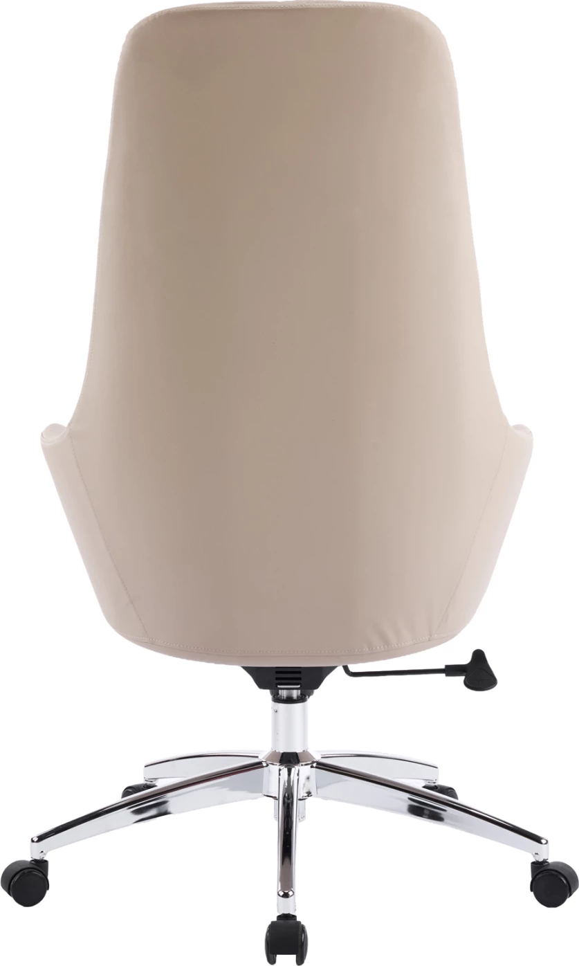 Karrige zyre BEKKER, lëkurë PU bezhë, bazë kromi, 67x67x126cm