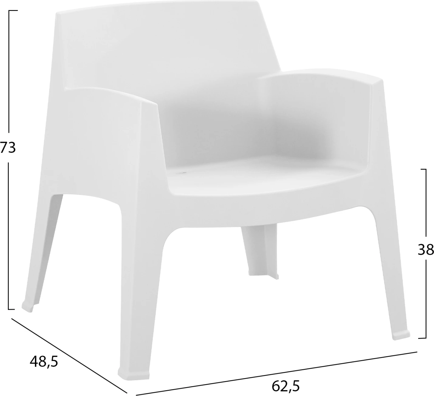 Karrige lounge polipropileni SLEEK, e bardhë, FH6365.01, 62.5x48.5x73Hcm