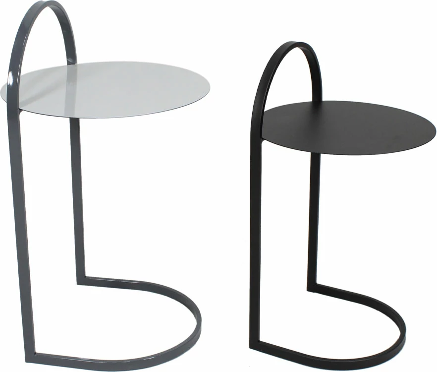 Set tavolinash anësore Stech, 2 copë, të bardhë, të zezë, gri e zezë, 40x40x68cm