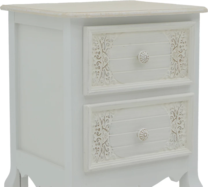 Komodinë Pazlen Inart, ngjyrë e bardhë antike, MDF, 40x45x65cm
