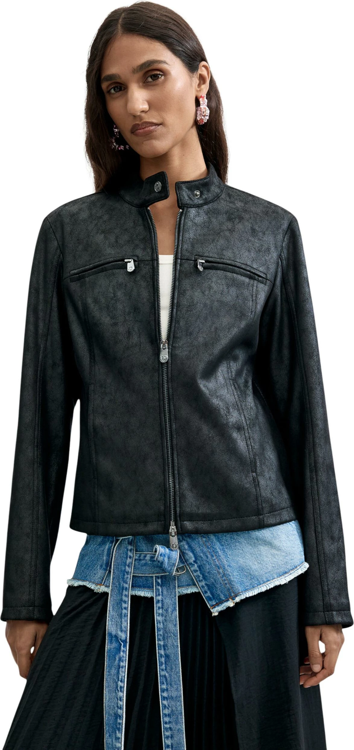 Jakne për femra Desigual CHAQ_BIKERCY 26WWEW09, e zezë