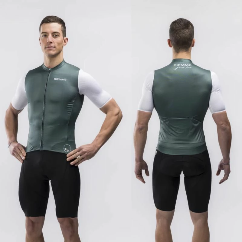 Maicë çiklizmi Biemme për meshkuj, e gjelbër dhe e bardhë