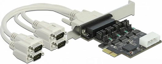 Kartelë zgjerimi PCIe DeLOCK, 4x RS-232 (DB9), low-profile, 5V/12V