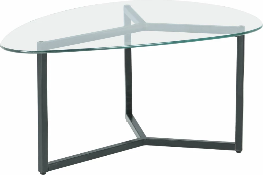 Set tavolinash kafeje Rocks, 2 copë, xham transparent-fume, këmbë të zeza, 82x59x40cm