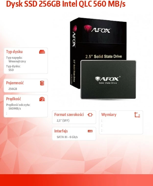 SSD AFOX 256GB, 2.5", SATA III, i zi