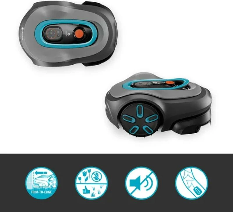 Kositëse robotike bari Gardena smart SILENO pro 19802-20, për deri 600 m², gri/zezë me detaje turkeze