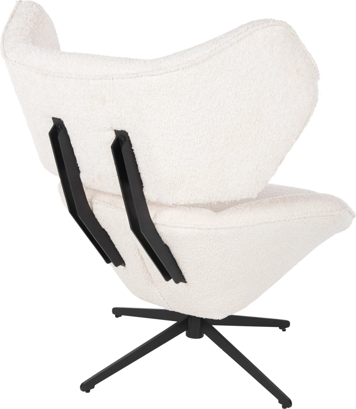 Karrige rrotulluese BRYLL FH9597.06, ngjyrë ecru boucle, bazë metalike e zezë, 86x90x97H cm