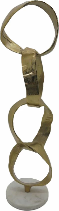 Dekor Totem Dopio, alumin i artë, bazë gur e bardhë, 18x15x64cm