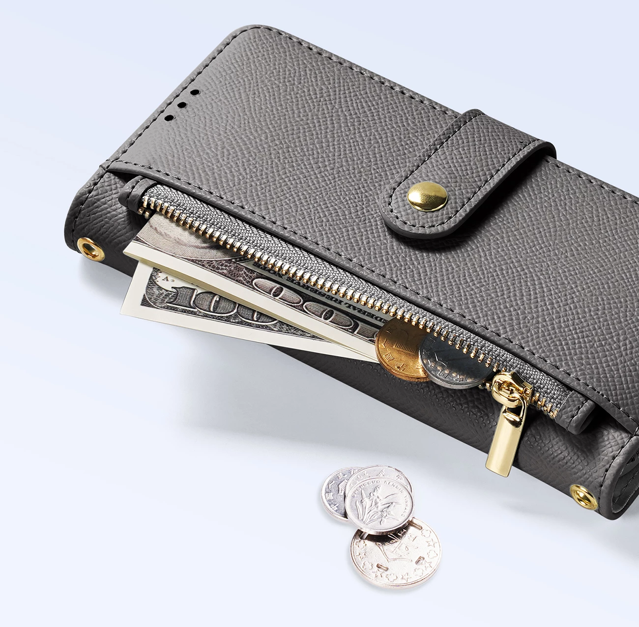 Mbështjellës Dux Ducis Lawa për iPhone 15 Pro Max, lëkurë, me portofol magnetik, Gri