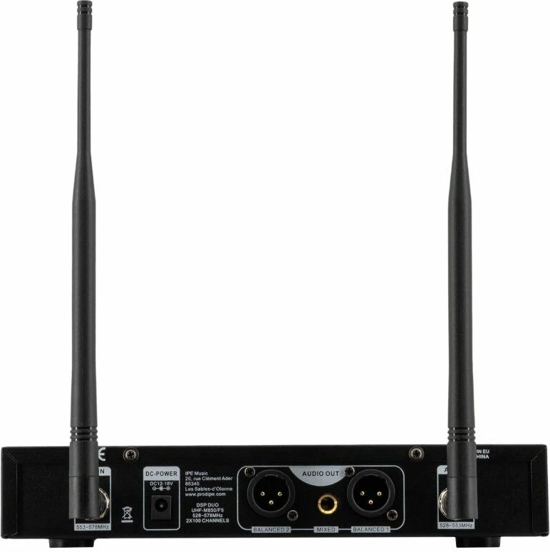 Sistem mikrofoni wireless PRODIPE M850 DSP DUO UHF F5, i zi, set 2 copë