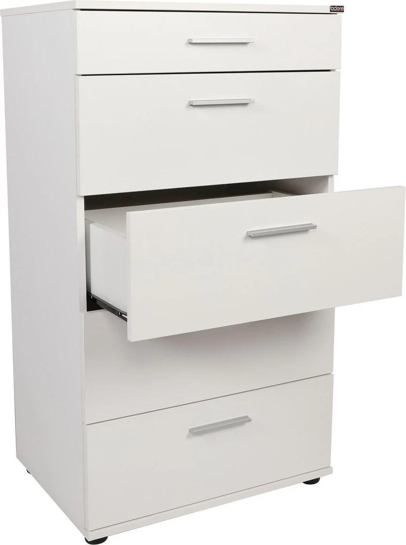 Komodë me 5 sirtarë, ngjyrë e bardhë, Hanah Home, Sfn-550-Bb-1