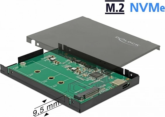 Enclosure SSD DeLOCK 42609, M.2 NVMe PCIe, USB-C 10 Gbit/s, 2.5", e zezë
