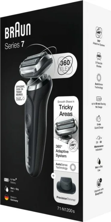 Makinë rroje Braun Series 7 71-N1200s, folie, LED, Li-Ion, stainless steel