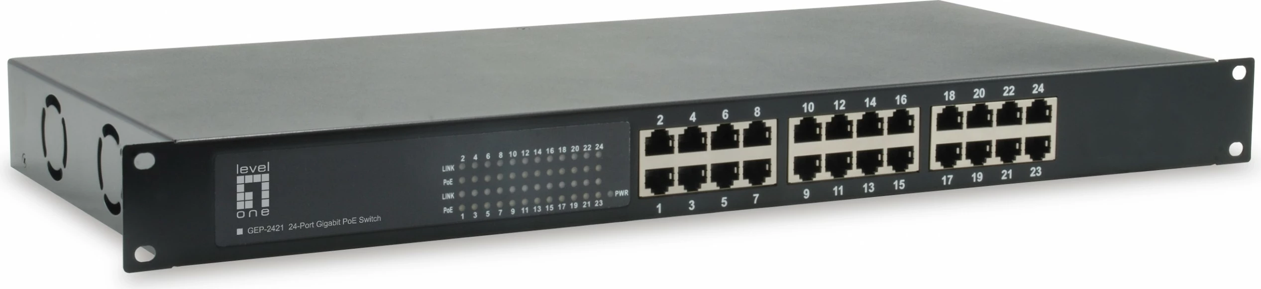 Switch LevelOne 24-Port Gigabit PoE, 150W, Rack mounting