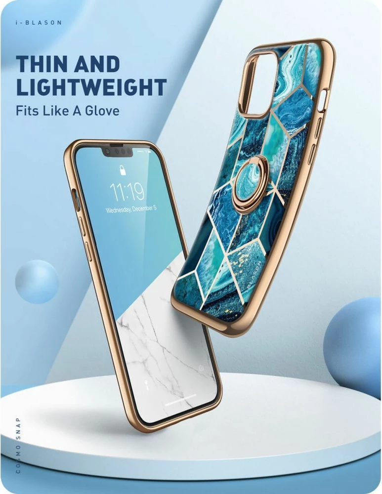 Mbështjellës Supcase Cosmo Snap për iPhone 13 Pro, me unazë, Kaltër