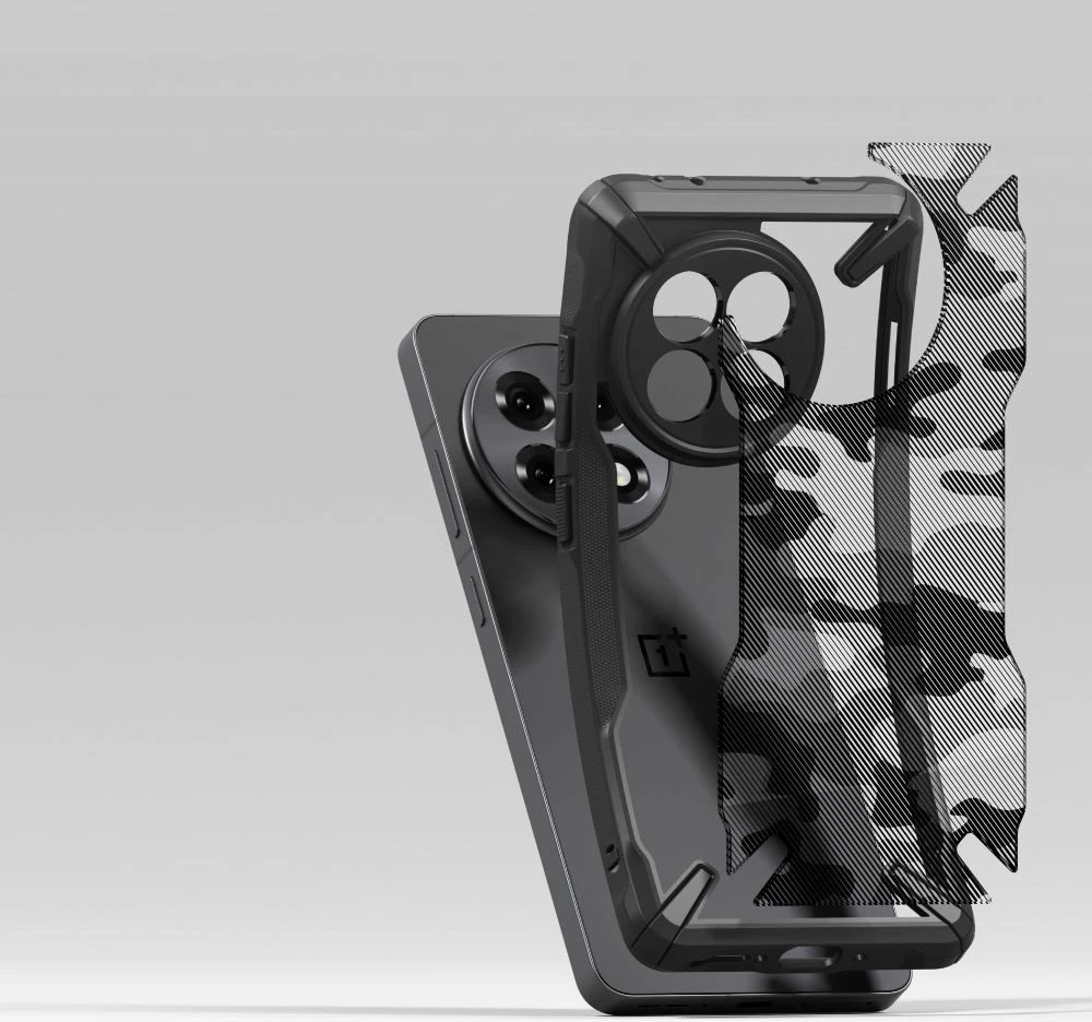 Mbështjellës Ringke Fusion X për OnePlus 13R, Black-Camo