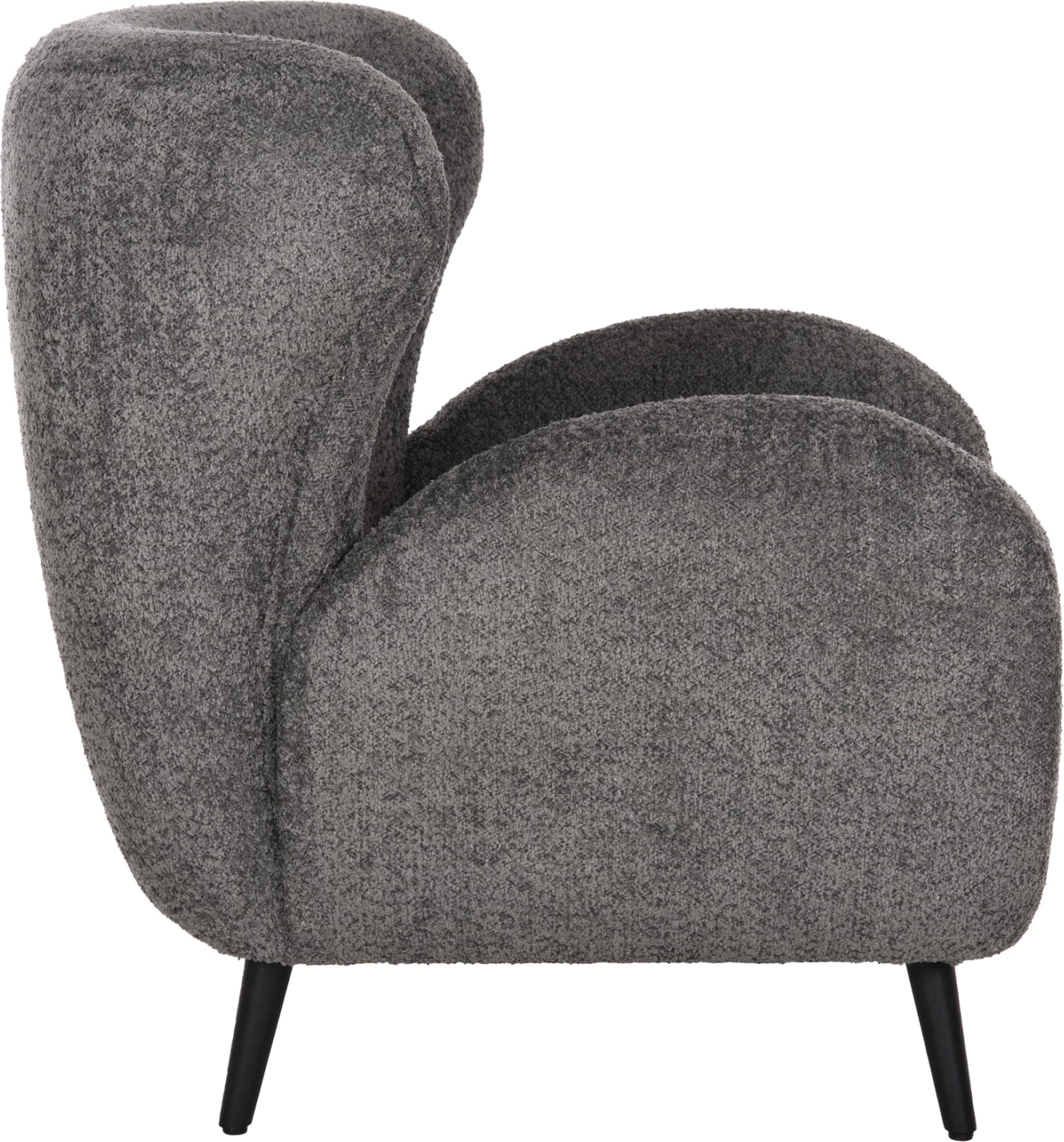 Karrige KRYLY FH9593.01, pëlhurë boucle gri, këmbë druri të zeza, 83x87x89H cm