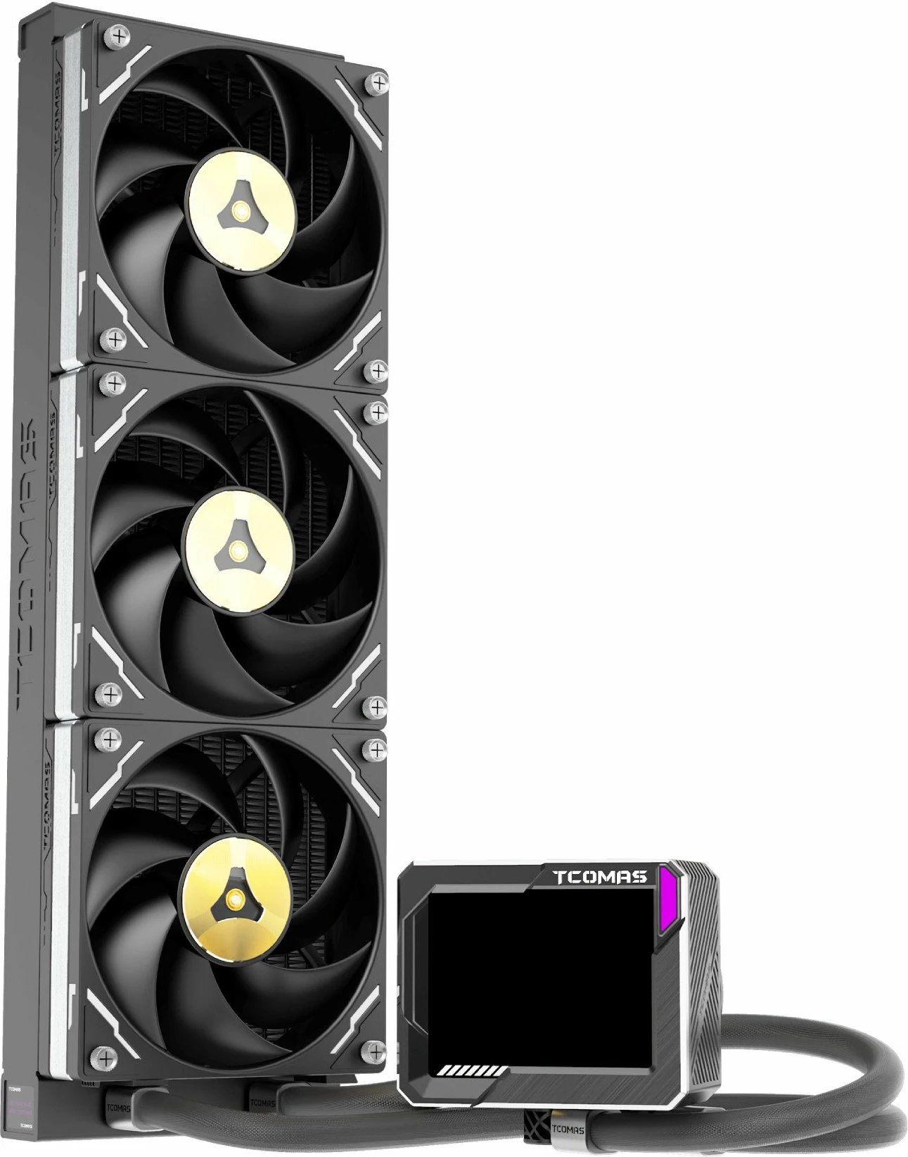 Sistem ftohje me ujë AIO Tcomas LG700 PRO 360, 3x120mm PWM, ARGB, ekran IPS 3.5", e zezë