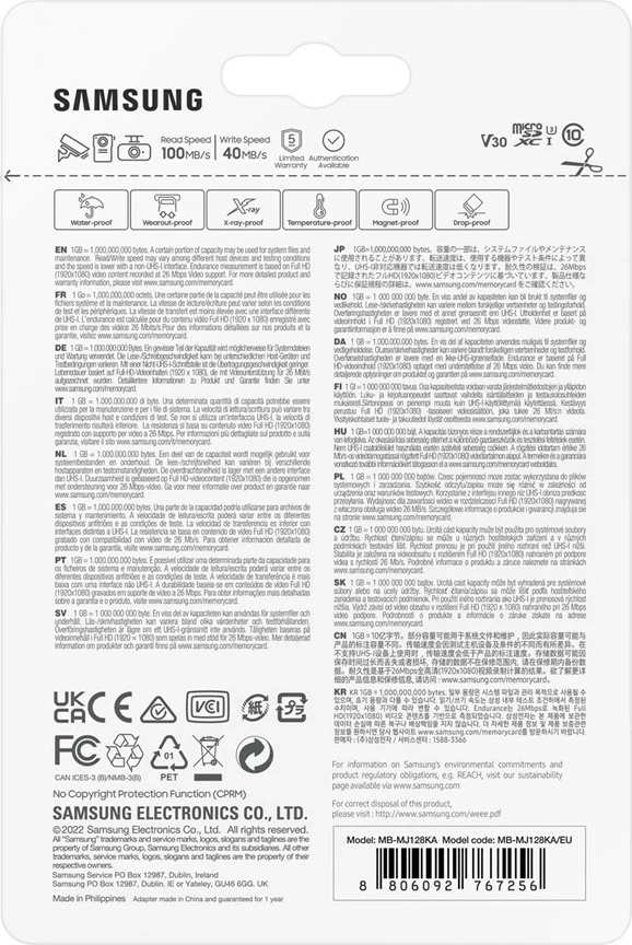 Kartelë memorie Samsung PRO Endurance MB-MJ128K, 128 GB, microSDXC, e bardhë