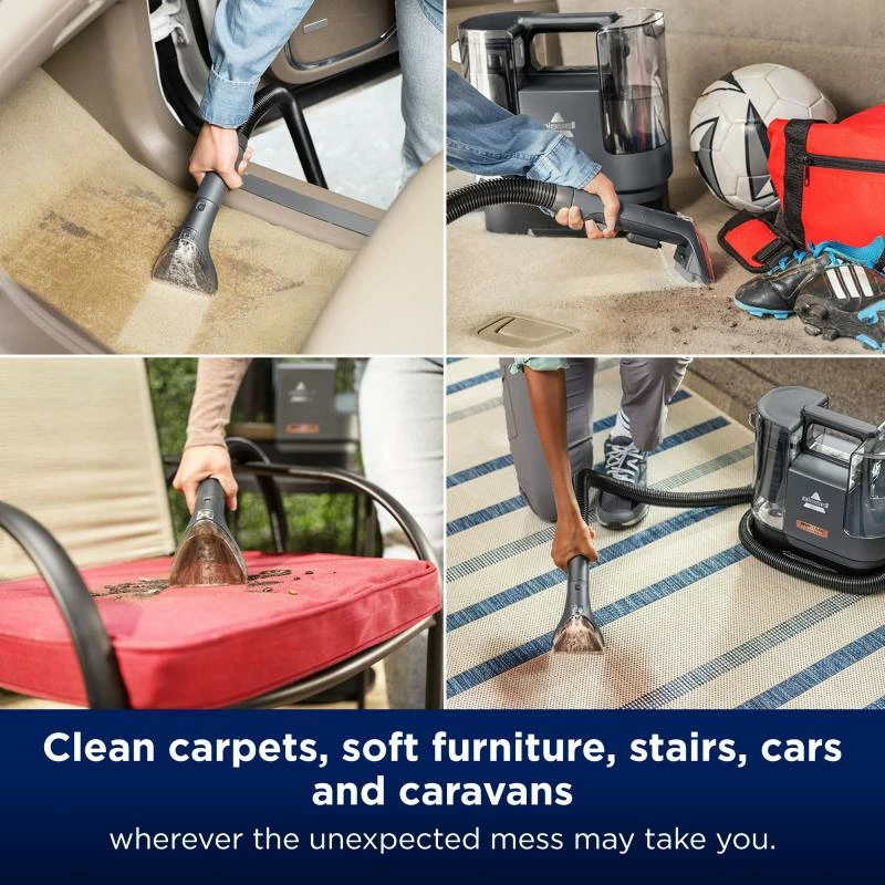 Pastrues njollash portativ pa kabllo, Bissell SpotClean Cordless 3681N, 35 min eco, zorrë 1.7 m, depozita të ndara, zi