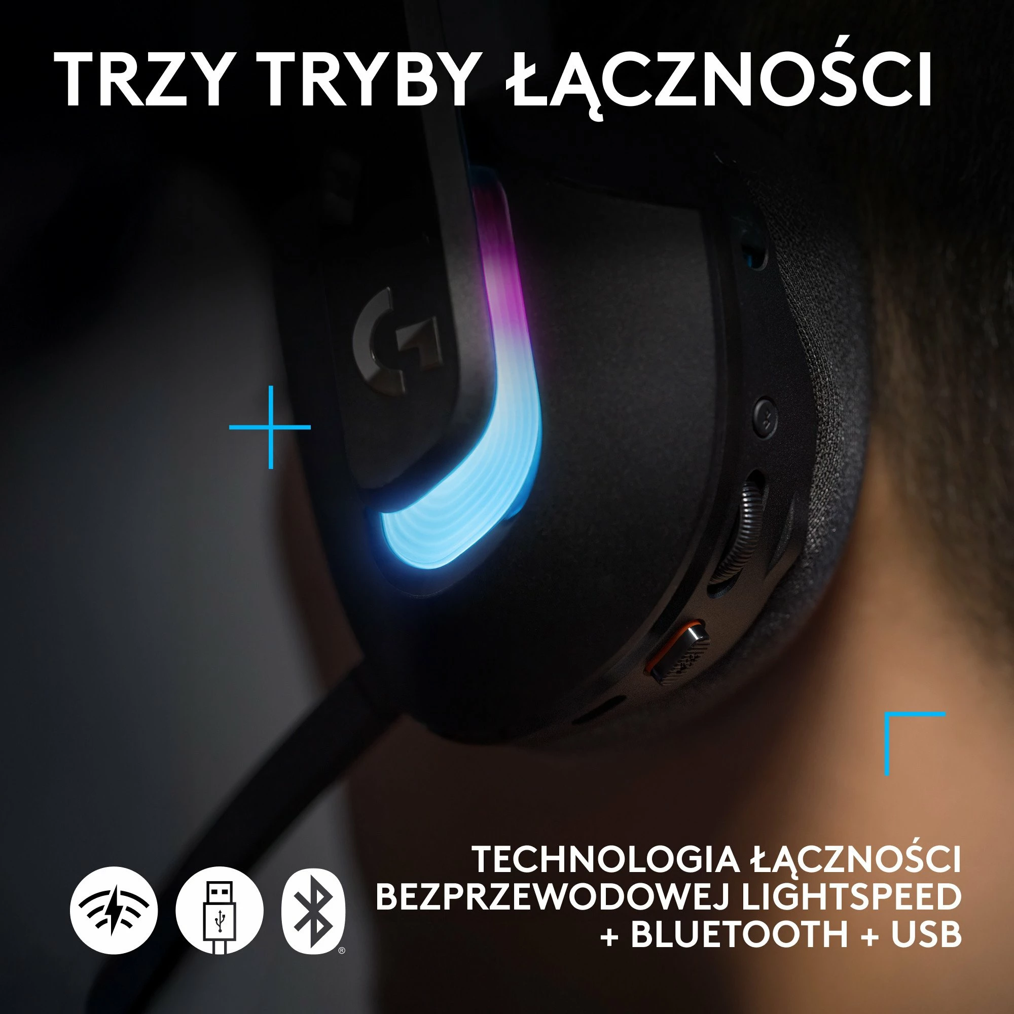 Kufje gaming Logitech G522 LIGHTSPEED 981-001544, pa tela, RGB, USB/USB-C, Bluetooth, të zeza