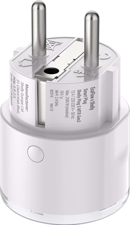 Prizë inteligjente EcoFlow x Shelly Smart Plug, Wi-Fi/Bluetooth, e bardhë