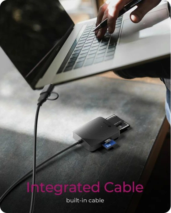 lexues kartelash ICYBOX IB-CR302-CU3, USB 3.2 Gen 1 (5 Gbit/s), lidhje USB-A dhe USB-C, UHS-I, për SD/microSD/CompactFlash/Memory Stick, e zezë