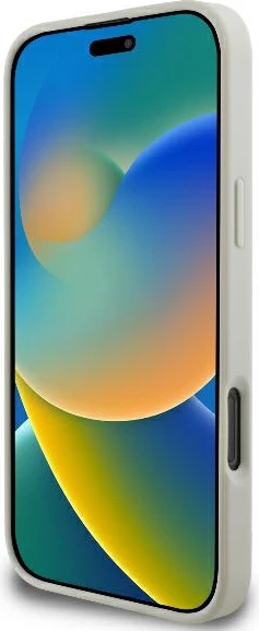 Mbështjellës Guess Peony Script Logo MagSafe për iPhone 16 Pro, Bardhë