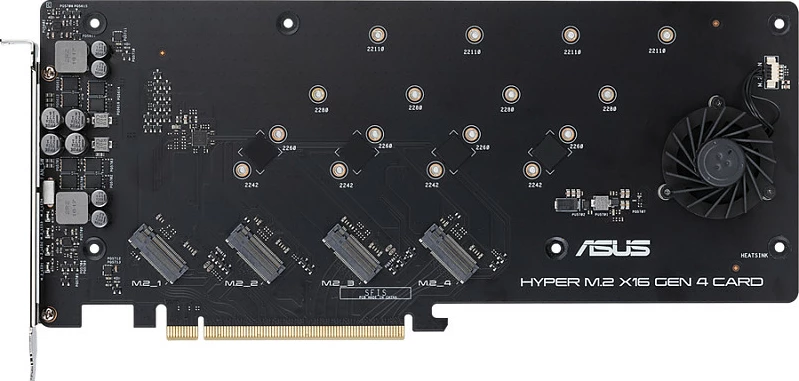 Kartë zgjerimi ASUS Hyper M.2 X16 Gen 4, PCIe 4.0, 4x M.2, ftohje aktive, ngjyrë argjendtë