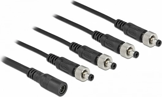 Kabllo splitter DC DeLOCK 5.5 x 2.1 mm, 1x femër në 4x mashkull, 50 cm, e zezë