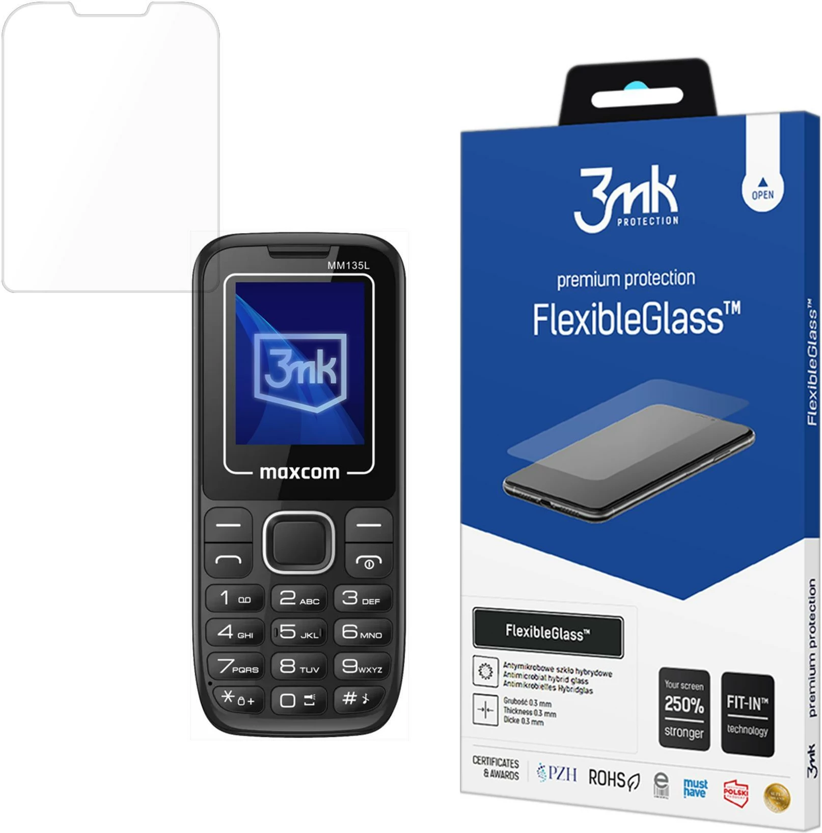 Xham mbrojtës hibrid 3mk FlexibleGlass për Maxcom Classic MM135L