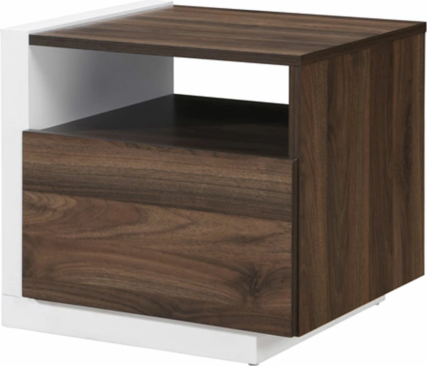 Komodinë Doble, një derë, ngjyrë arre-bardhë, 46x40x43